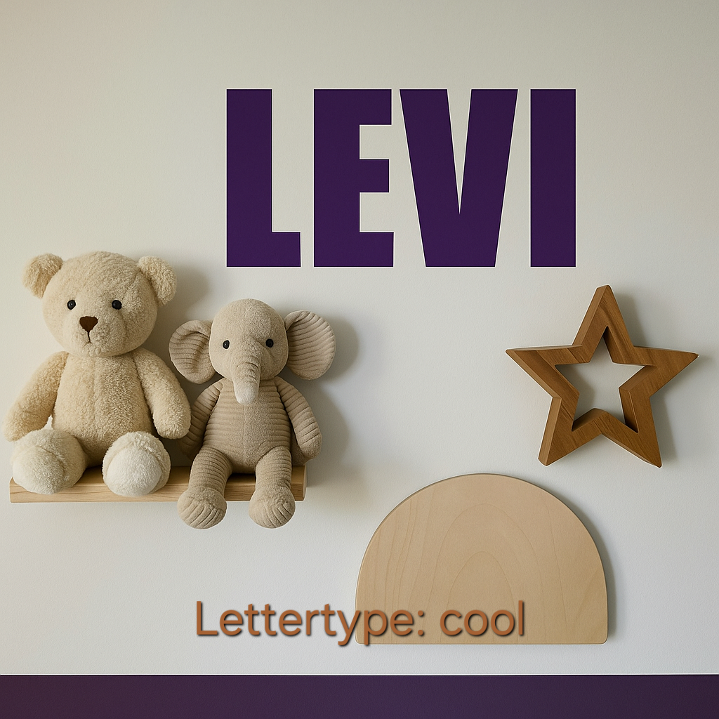 Houten wanddecoratie met naam lettertype cool