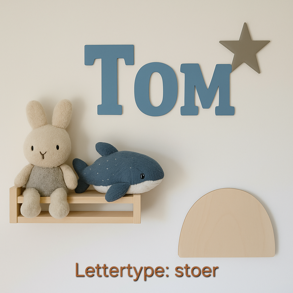 Houten wanddecoratie met naam lettertype stoer