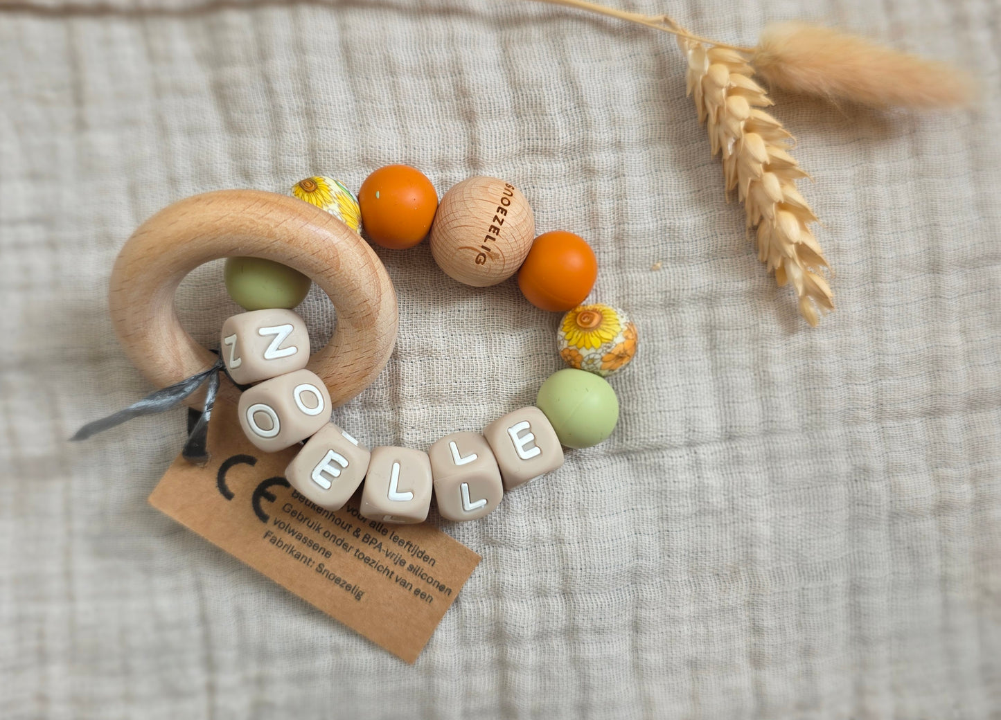 Bijtring met naam - zelf samenstellen