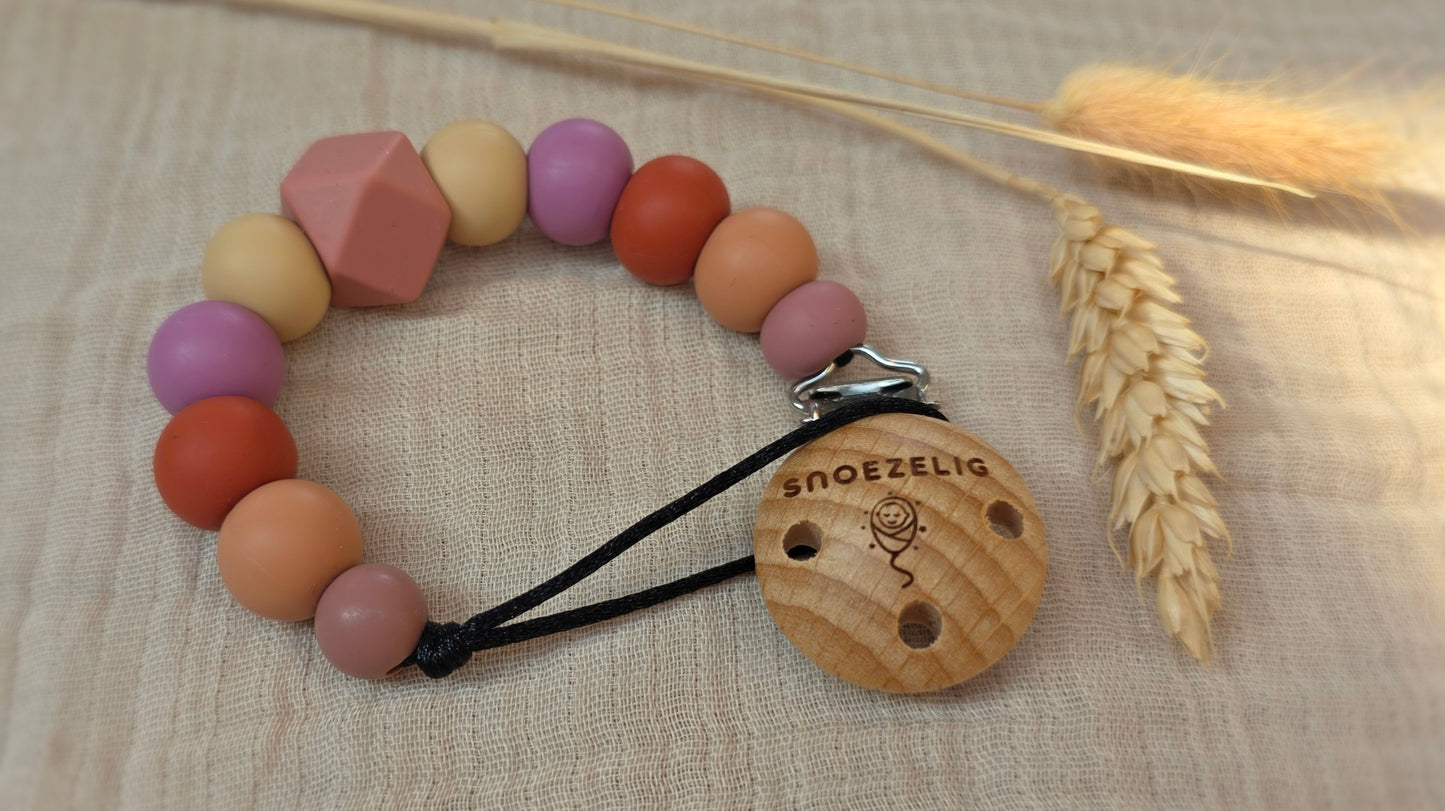 Speenkoord met naam siliconen en hout candy