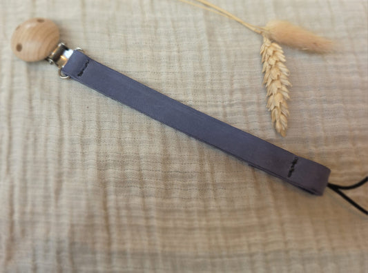 Speenkoord met naam leer blauw