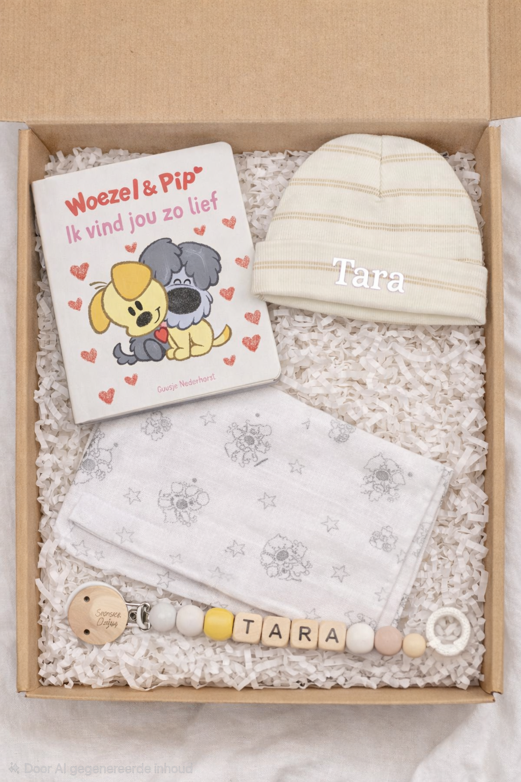 Cadeaupakket medium woezel en pip beige Snoezelig