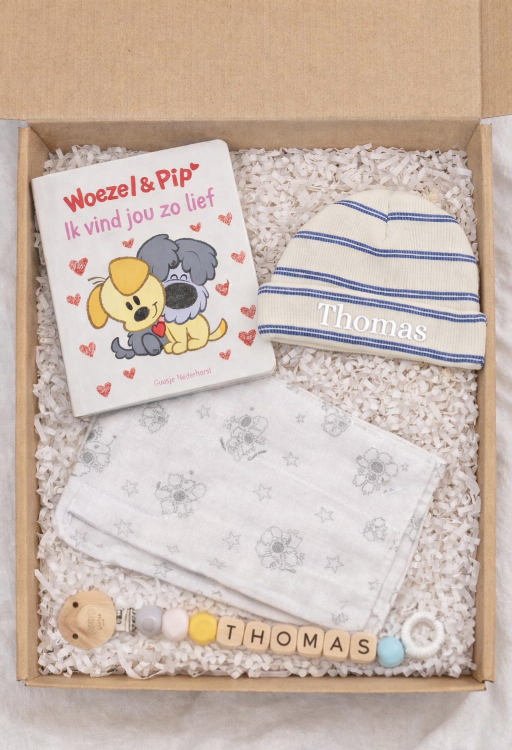 Cadeaupakket medium woezel en pip blauw Snoezelig