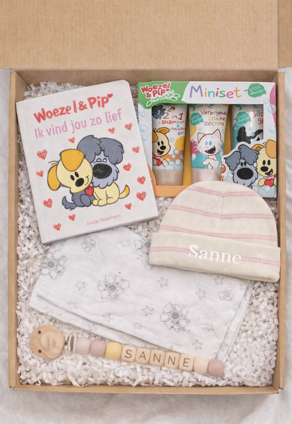 Cadeaupakket plus woezel en pip roze Snoezelig