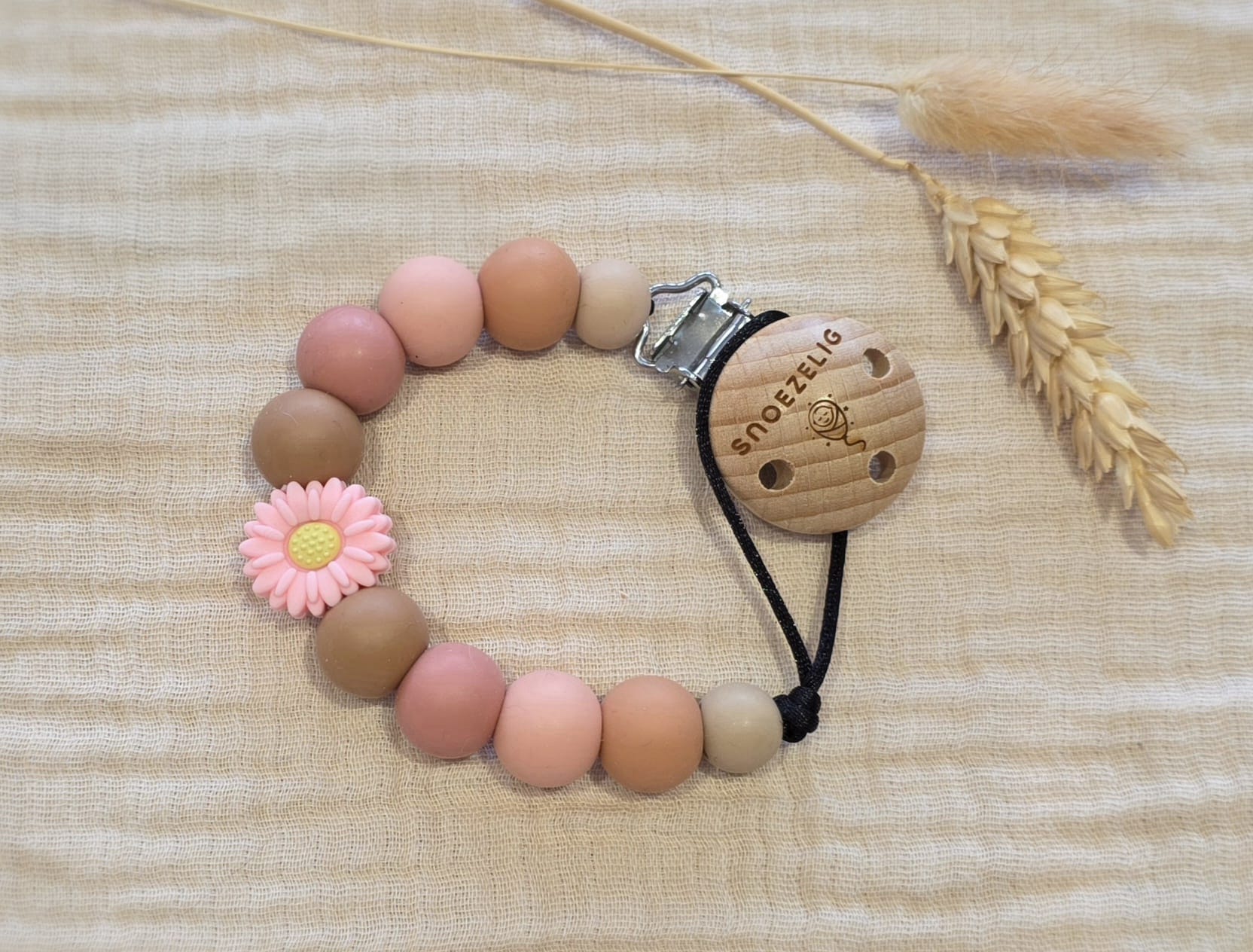 Speenkoord daisy roze Snoezelig