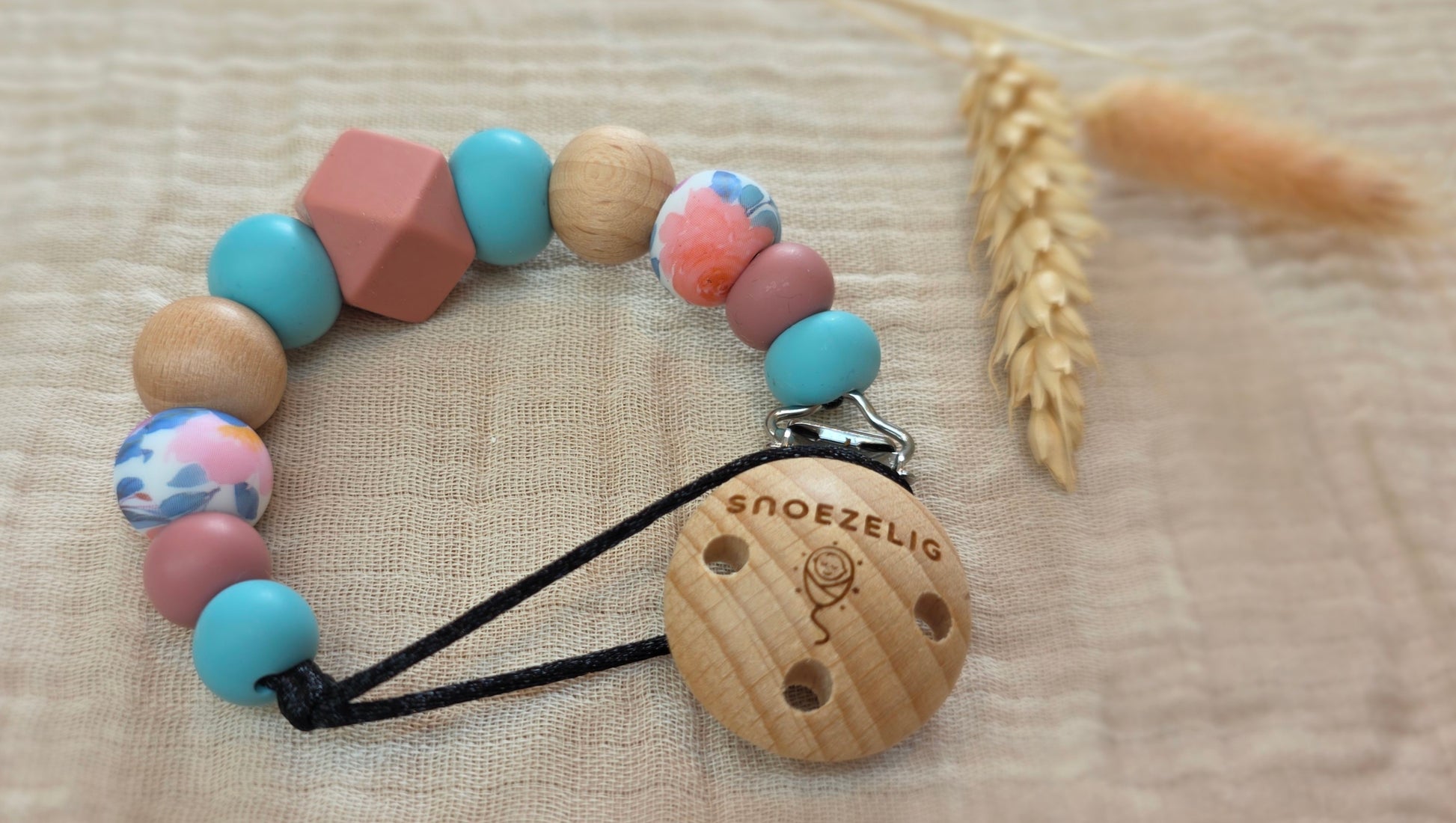 Speenkoord met naam aquarel Snoezelig