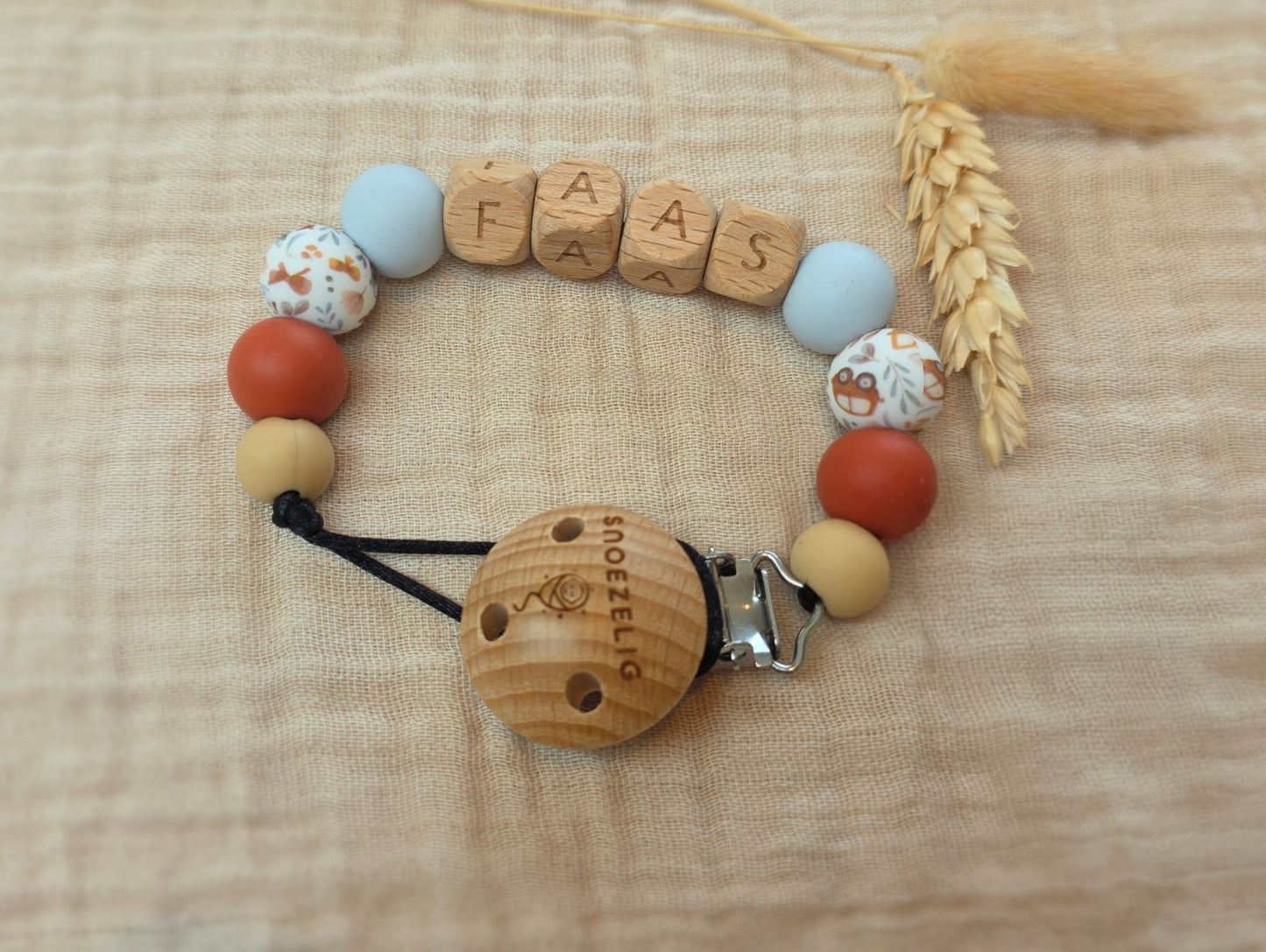 Speenkoord met naam cars hout Snoezelig