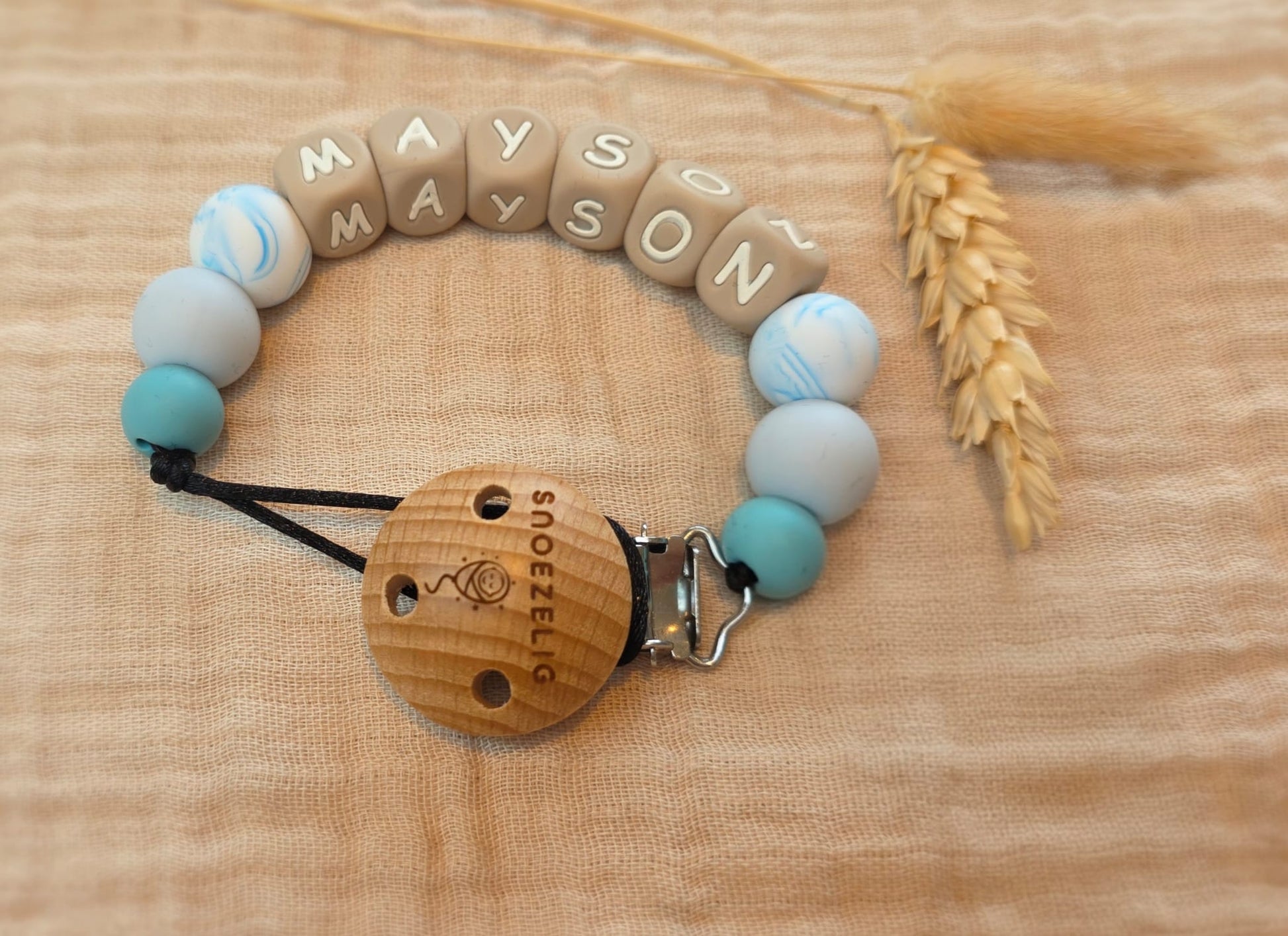 Speenkoord met naam frozen siliconen Snoezelig