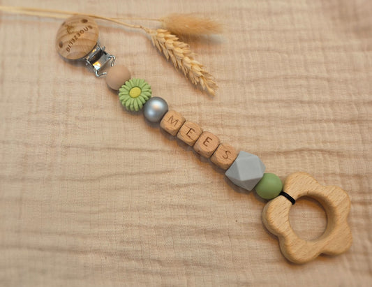 Wagenhanger met naam hout daisy groen Snoezelig