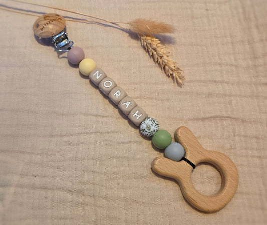 Wagenhanger met naam siliconen nijn regenboog Snoezelig