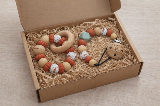 Cadeaupakket Mini • Bijtring & speenkoord (met naam)