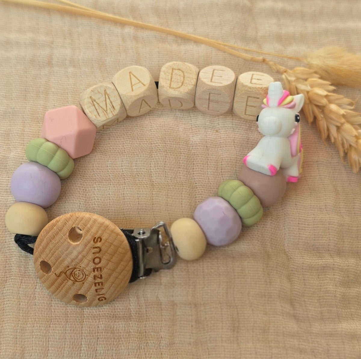 Speenkoord (met naam) • Pastel Unicorn